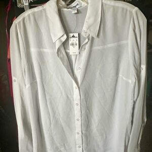 Express White Button-Up Blouse NWT